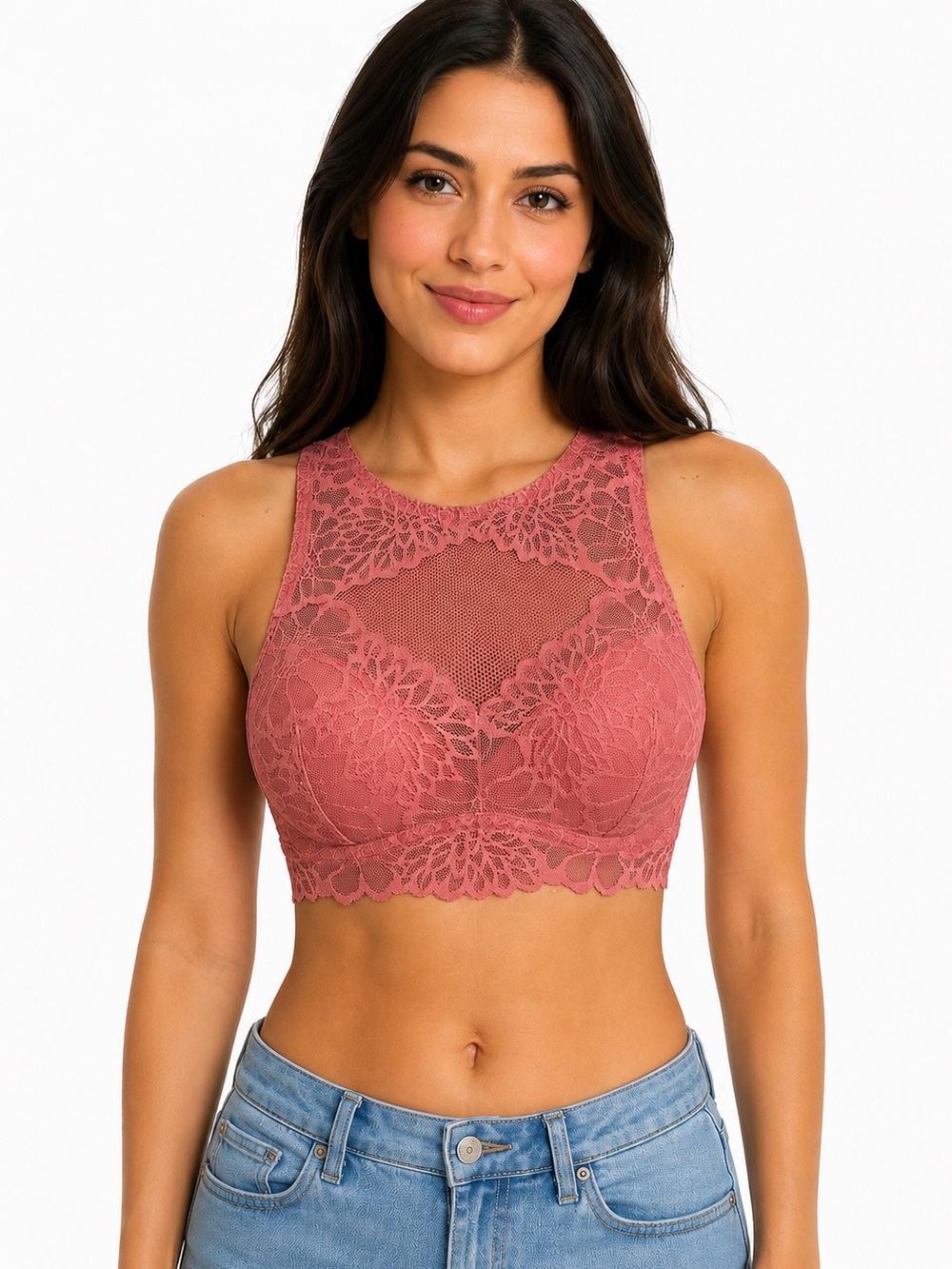 Victoria's Secret PINK  Women Dusty Rose Underwire Lace Bralette Size Small